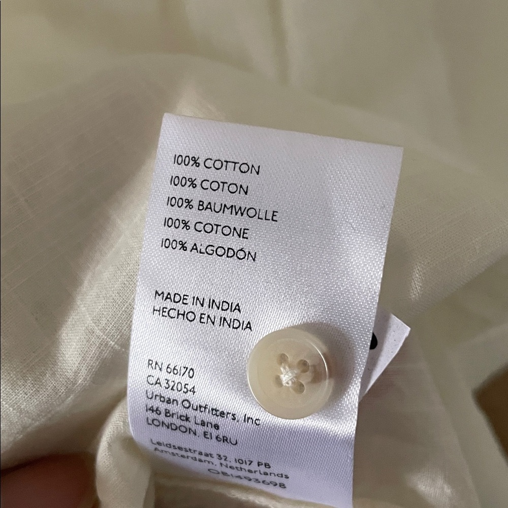 Cream Short Sleeve Button-Up Shirt by Anthropologie - Picture 3 of 3
